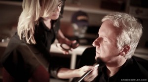 James Cameron in the Make-up chair on set filming "23" Directed by A.J. Carter